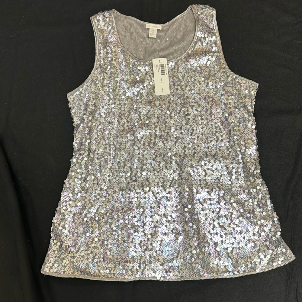 Plus size Chico’s silver sequined tank top